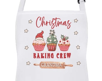 Personalized Christmas Baking Crew Apron Set, Mommy & Me Matching Aprons