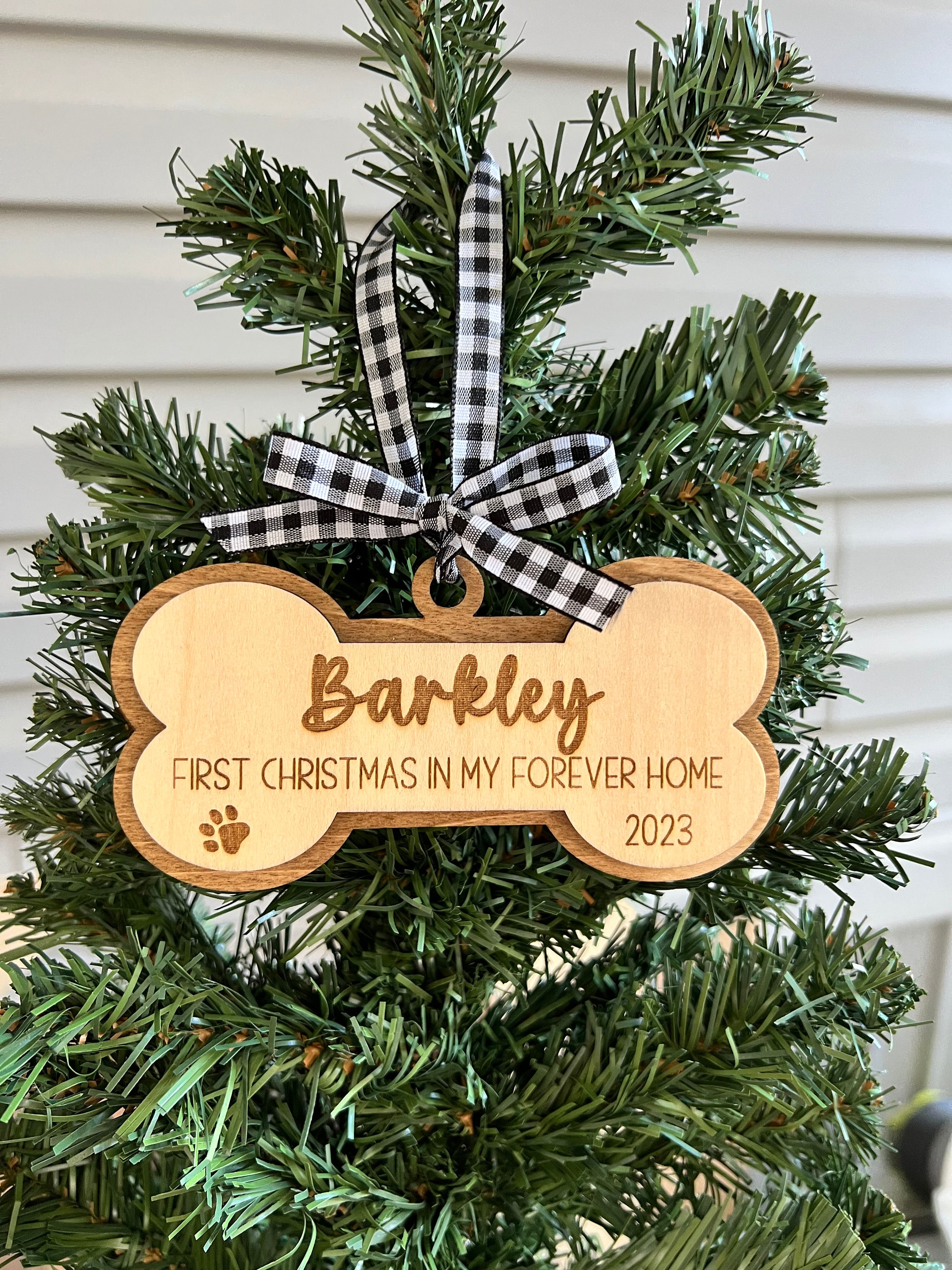 Personalized Pet Dog Ornament, First Christmas in My Forever Home, Rescue Puppy Gift, Furever Home 2024 Ornament, Several Ribbon Options