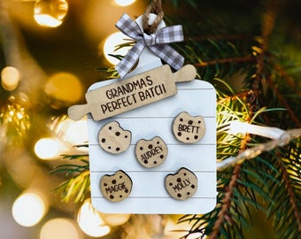 Personalized Cookie Board Christmas Ornament, Grandma's Perfect Batch, Custom Family Ornament, Gift from Grandkids