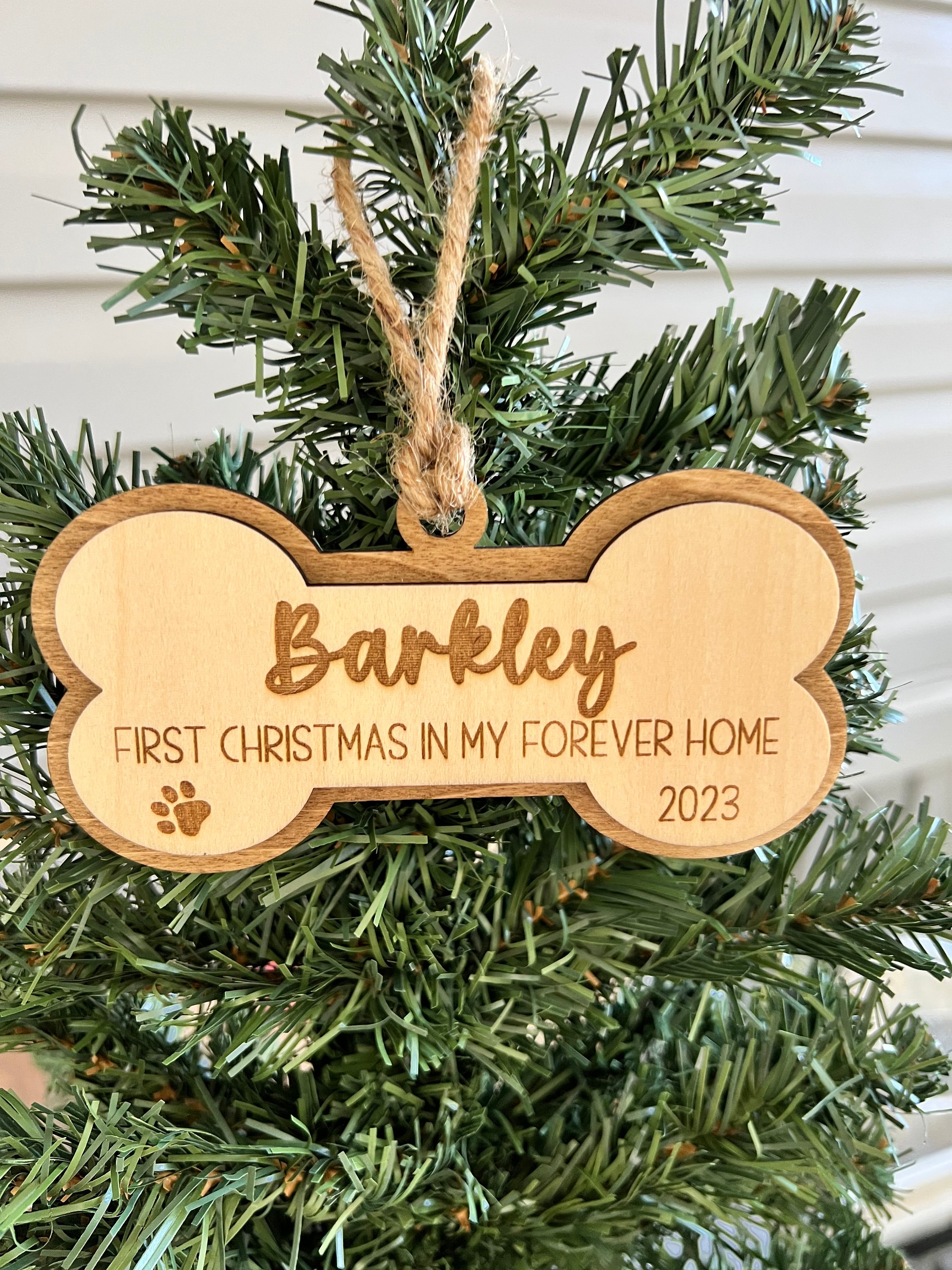 Personalized Pet Dog Ornament, First Christmas in My Forever Home, Rescue Puppy Gift, Furever Home 2024 Ornament, Several Ribbon Options