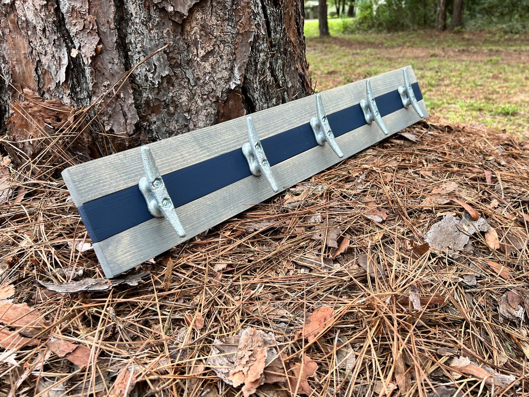 Nautical Boat Cleat Towel Rack, 3 Board Cleat Wall Mount Rack, Beach