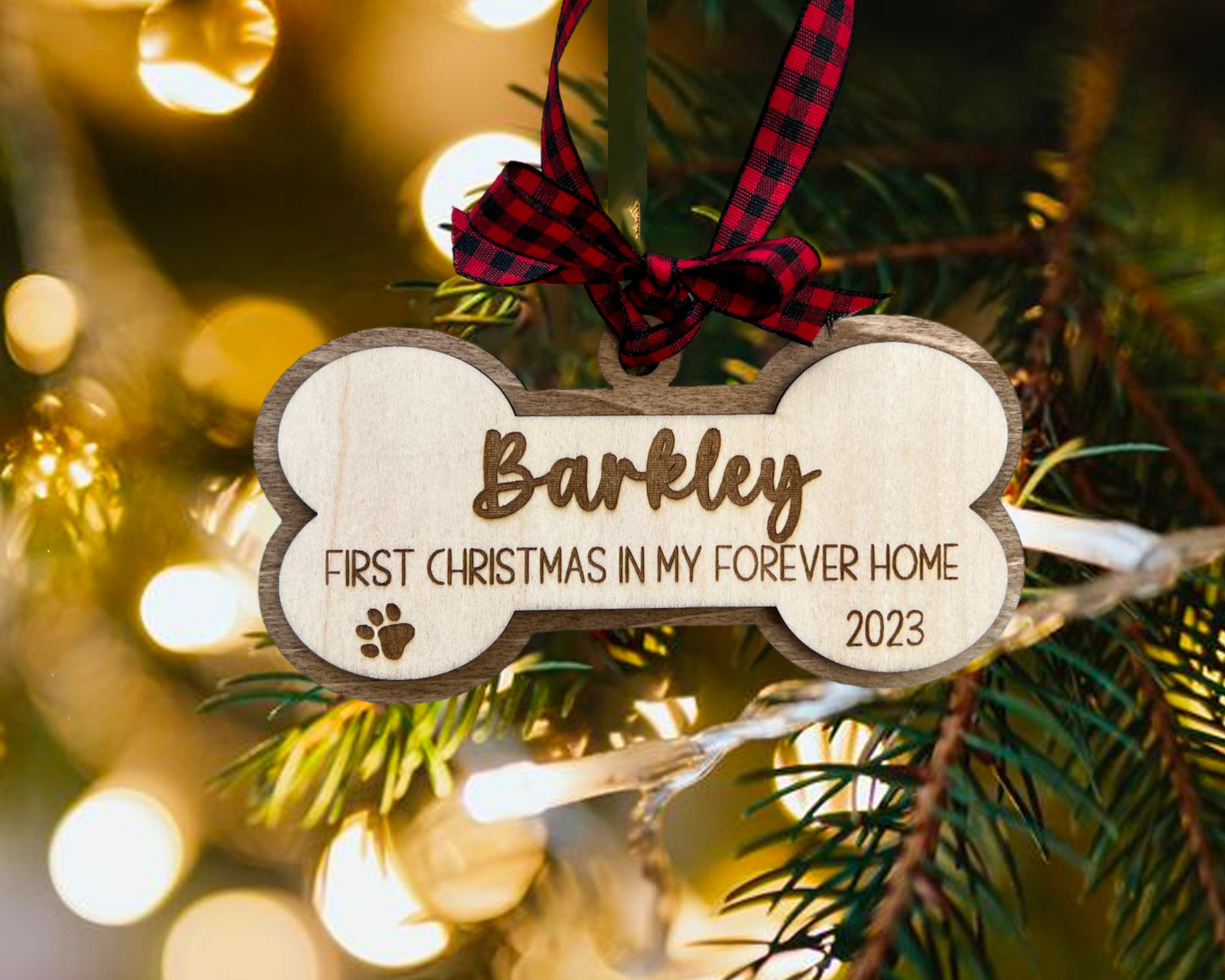 Personalized Pet Dog Ornament, First Christmas in My Forever Home, Rescue Puppy Gift, Furever Home 2024 Ornament, Several Ribbon Options