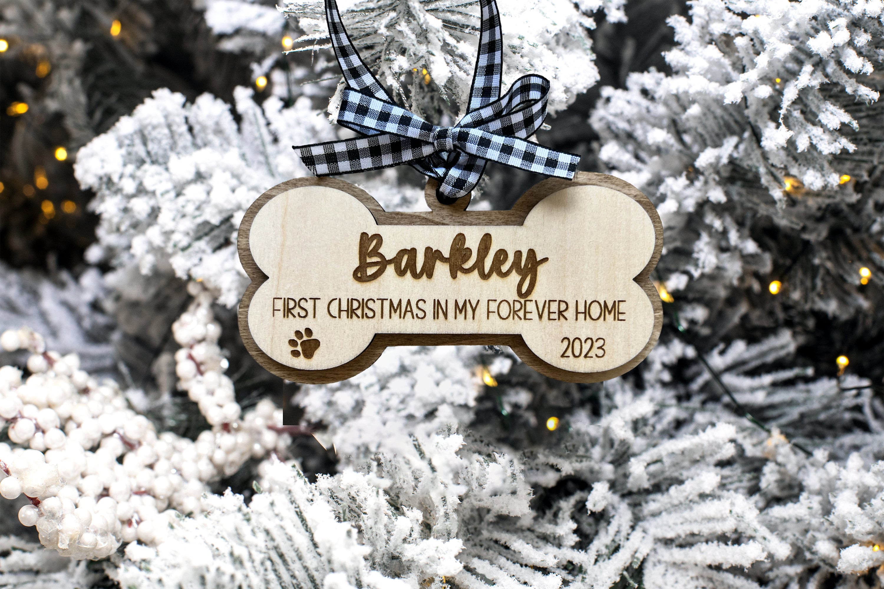 Personalized Pet Dog Ornament, First Christmas in My Forever Home, Rescue Puppy Gift, Furever Home 2024 Ornament, Several Ribbon Options