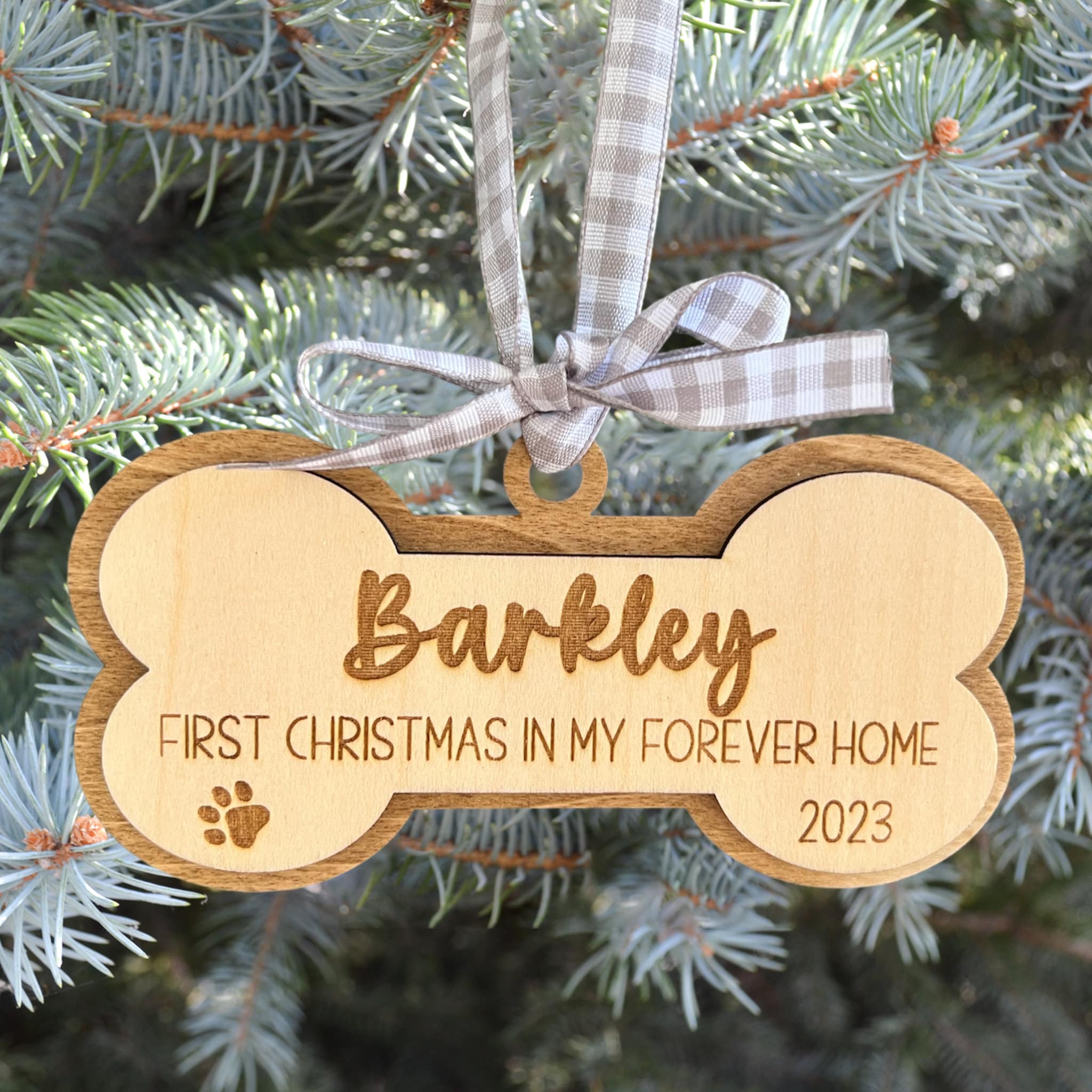Personalized Pet Dog Ornament, First Christmas in My Forever Home, Rescue Puppy Gift, Furever Home 2024 Ornament, Several Ribbon Options