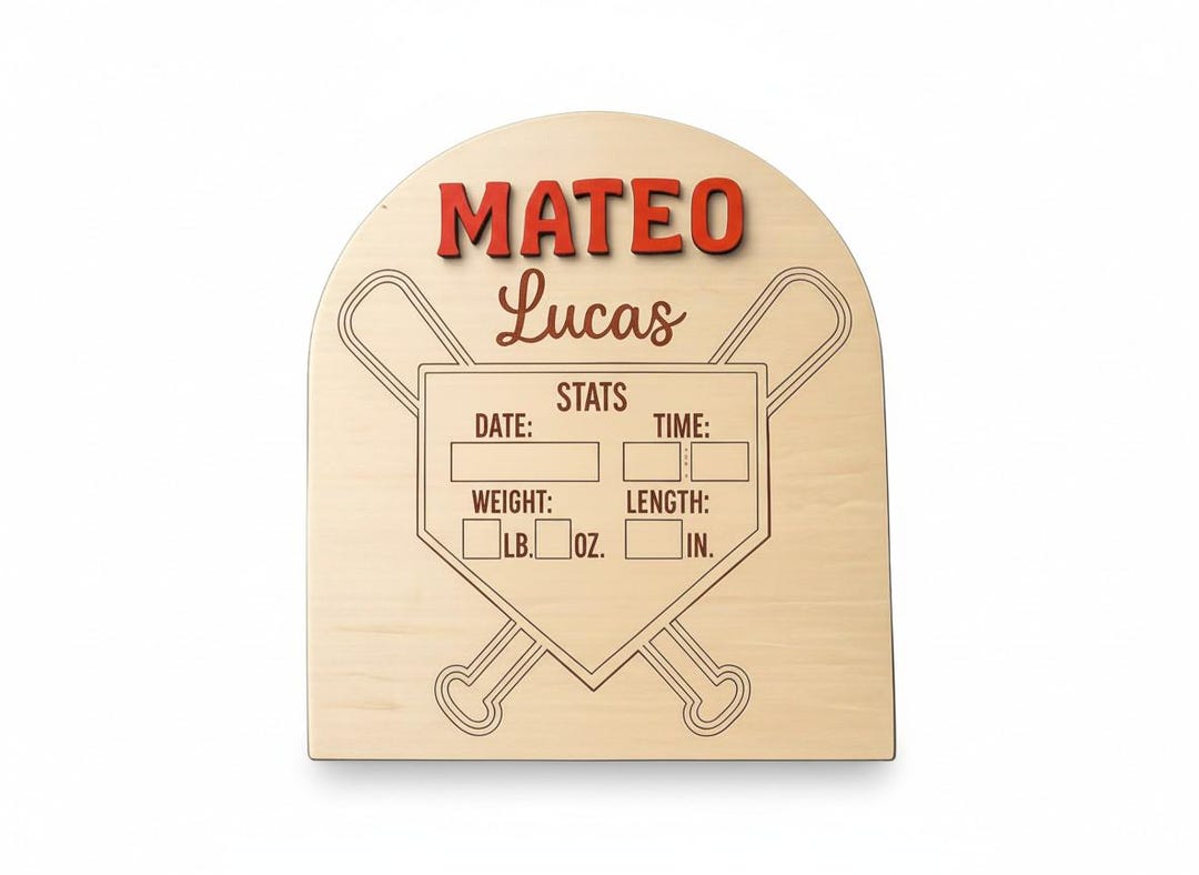 Personalized Baseball Birth Stat Sign, Wooden Newborn Announcement ...