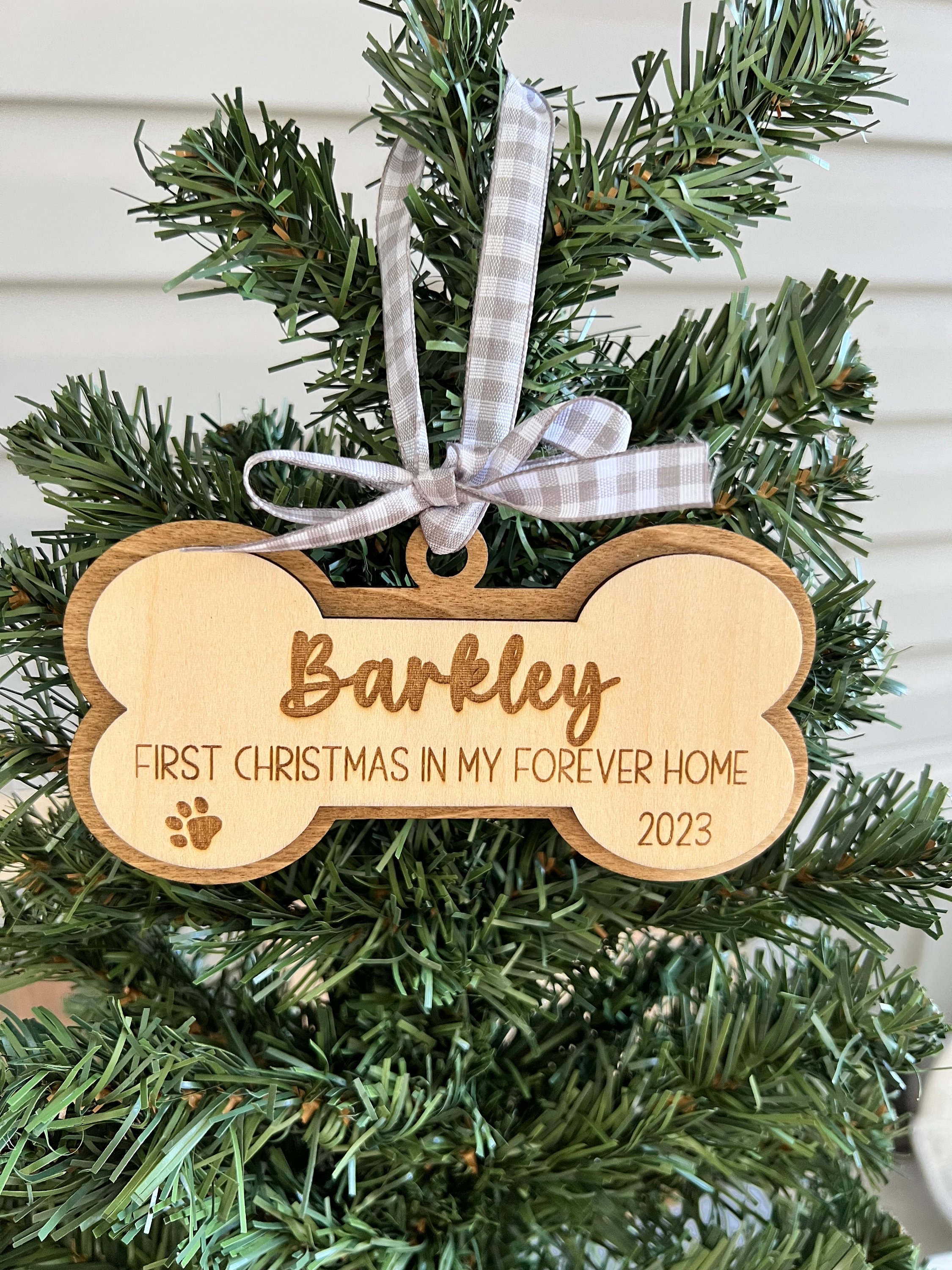Personalized Pet Dog Ornament, First Christmas in My Forever Home, Rescue Puppy Gift, Furever Home 2024 Ornament, Several Ribbon Options