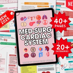 Cardiovascular System and Disorders with Cardiac Rhythms 2024 Nursing Notes, 40+ Pages Cardiac Disorders Bundle, Colorful and Eye-catching