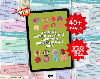 Anatomy Physiology Cheat Sheet, Medical Nursing Student Notes (Digital Download)