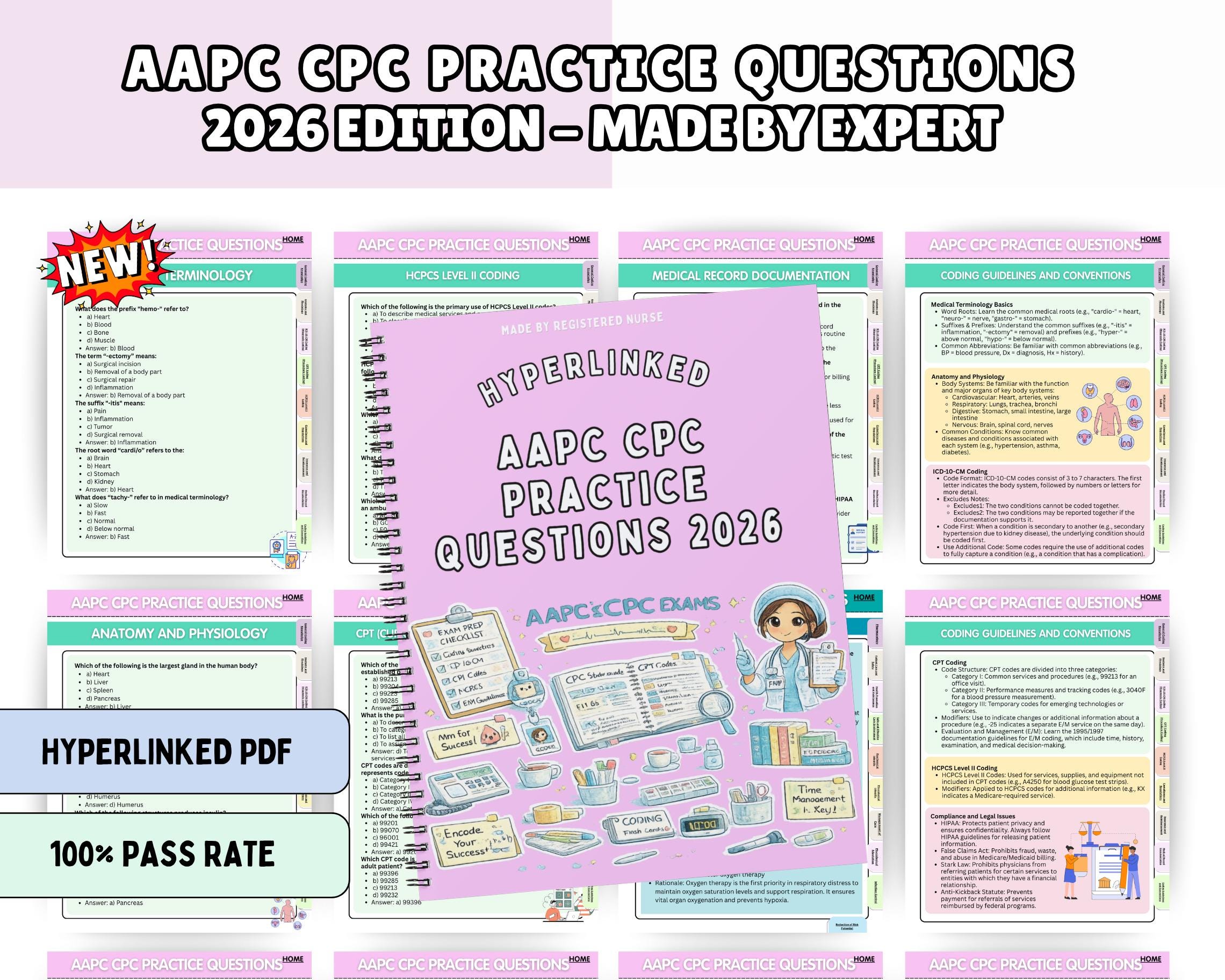 AAPC CPC 2026 Practice Questions with Exams Cheat Sheet - NEW Edition