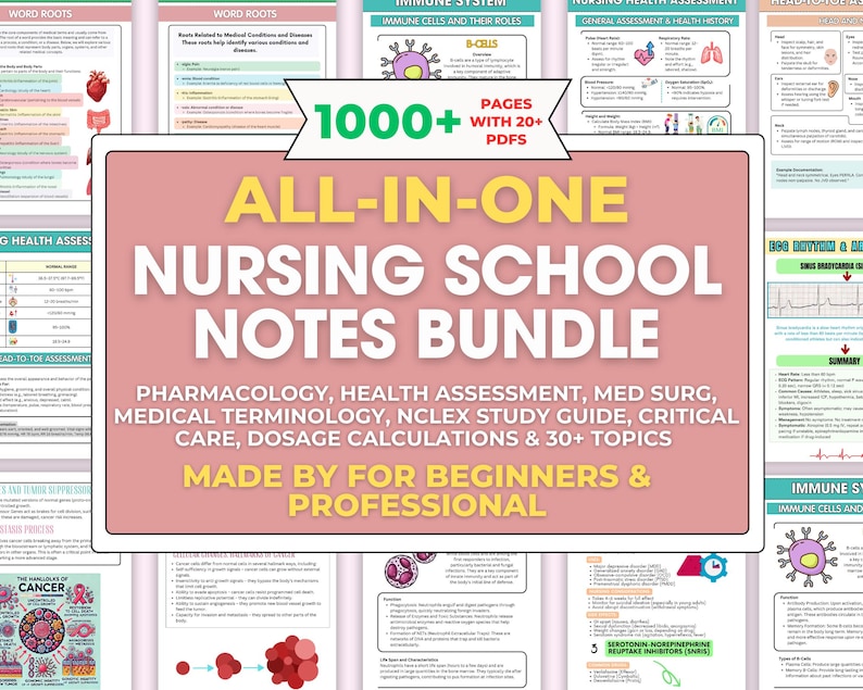 MEGA BUNDLE Nursing School Notes, Guide for Nursing Students ...