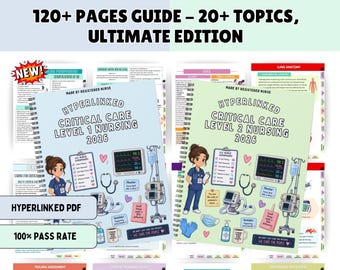NEW Critical Care Nursing Study Guide, 120+ Pages, 20+ Topics Hyperlinked 2026 (Digital Download)
