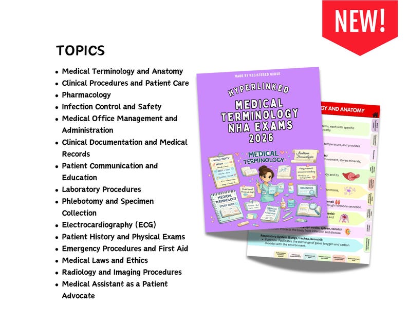 Medical Study Guide Medical Terminology NHA Exams Study Guide, 20+ Topics, 2026 Edition ...