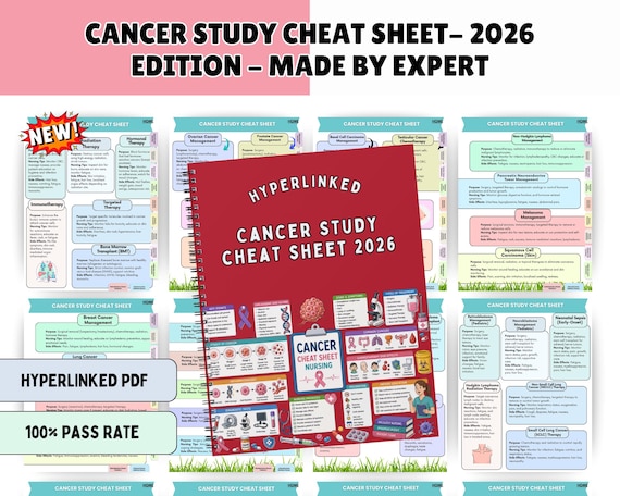 150+ Cancer (oncology) Cheat Sheet 2025, Nursing Study Guide, 2026