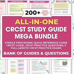 CRCST Study Guide MEGA Bundle 2025 – 5 Topics 200+ Pages, Sterile Processing & Spd Study Notes, Surgical Instruments | CBSPD Tech Review