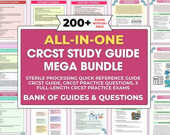 CRCST Study Guide MEGA Bundle 2025 – 5 Topics 200+ Pages, Sterile Processing & Spd Study Notes, Surgical Instruments | CBSPD Tech Review