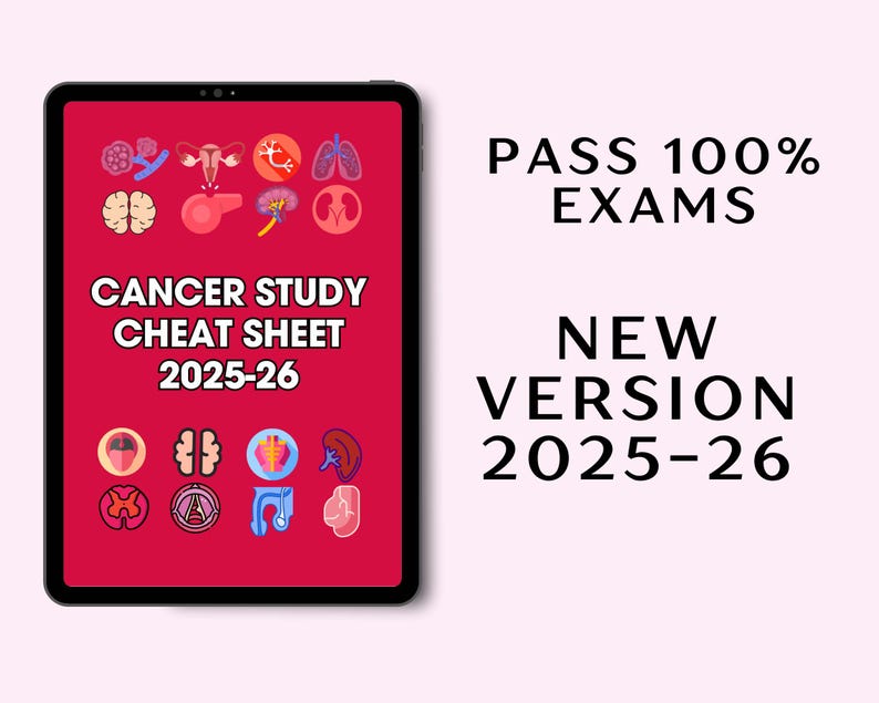 150+ Cancer (oncology) Cheat Sheet 2025, Nursing Study Guide, 2025-26 ...