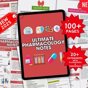 Pharmakologie-Study Guide Bundle mit 100+ Seiten, Hinweisen zur Pharmakologie, Pflegestudienführer, Nclex-Pharakologie, ATI-Pharmakologie, Pflege-Bundle