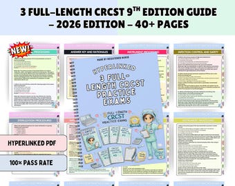 CRCST Practice Exams, 3 Full Lenght, SPD Review, 2026 Hyperlinked (Digital Download)