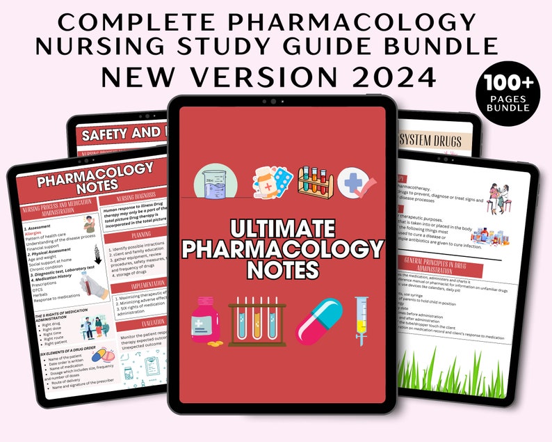 Pharmacology Study Guide Bundle 100 Pages, Pharmacology Notes, Nursing ...