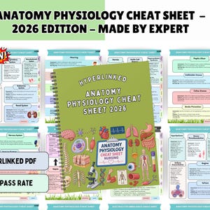 Anatomy Physiology Cheat Sheet, Medical Nursing Student Notes, NEW Hyperlinked 2026 (Digital Download)