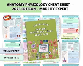 Anatomy Physiology Cheat Sheet, Medical Nursing Student Notes, NEW Hyperlinked 2026 (Digital Download)