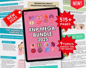 FNP Mega Bundle, FNP Disease and Pharmacology, Pediatric NP Clinical, Fnp Pharmacology Review Study, Fnp exam review, Aanp& Ancc Exam Board