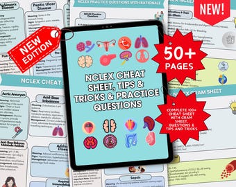 NCLEX Cheat Sheet Bundle, Practice Questions, Tips & Tricks (Digital Download)