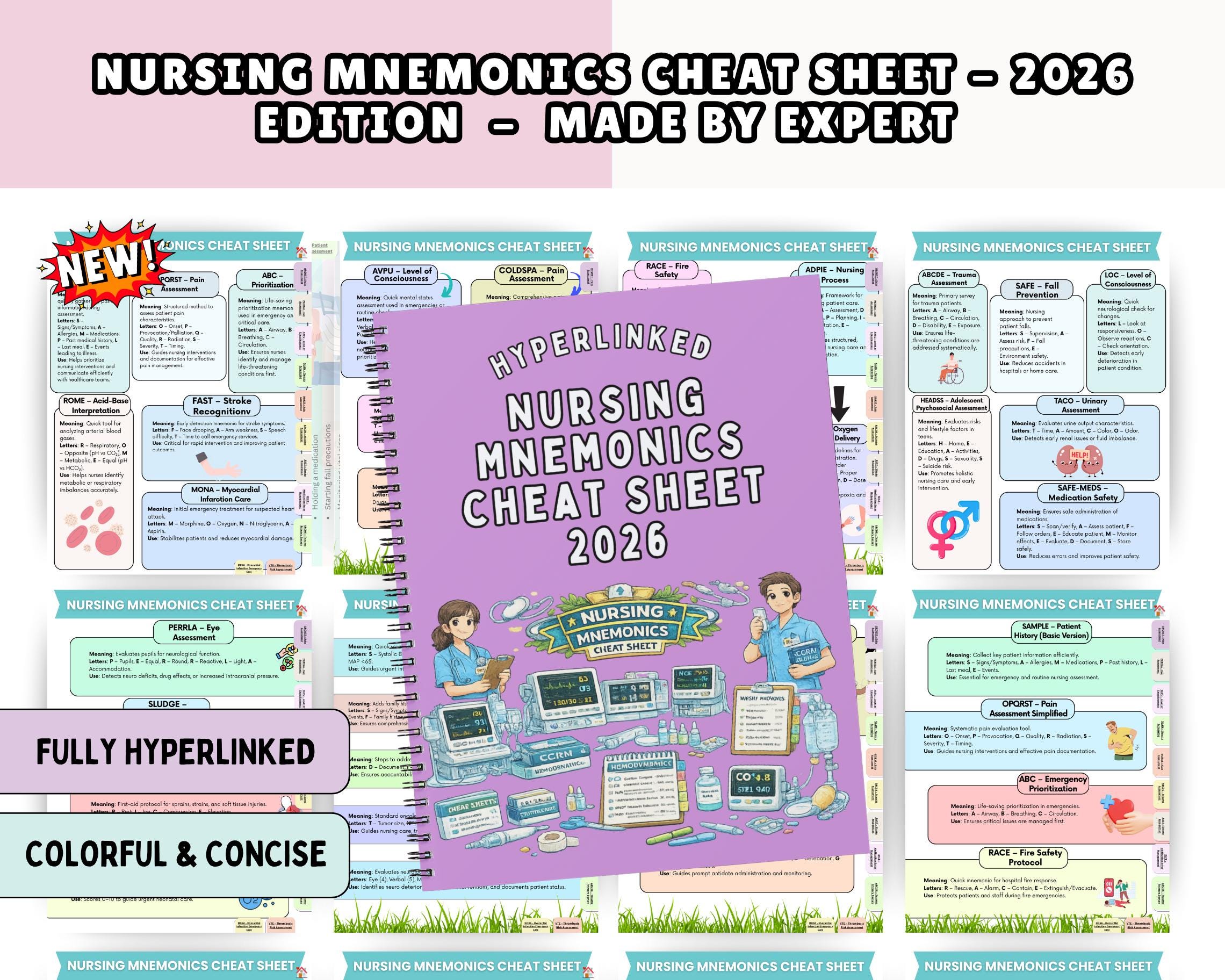 Nursing Mnemonics Cheat Sheet Bundle, Nursing Study Guide, Med Surg ...