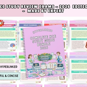 NCE Study Guide Bundle with Mock Exams, Hyperlinked 2026 NEW (Digital Download)