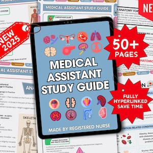Guide d'étude pour assistant médical avec hyperlien, CMA, notes MA, étude sur les soins de santé, ensemble d'études médicales, plus de 40 sujets - édition mise à jour 2025