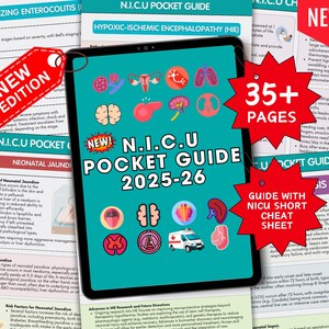 N.I.C.U Pocket Guide (NICU Nurse) Referenzkarten-Bundle für angehende Krankenschwestern und RNs | Studienführer Pflege Pdg 36 Seiten Komplette Anleitung