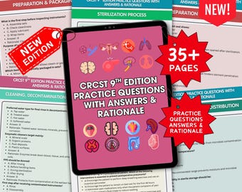 Sterile Processing Practice Questions Bundle, CRCST & CBSPD Tech Notes, 9th Edition SPD Review, Surgical Instruments Exam Prep 2025