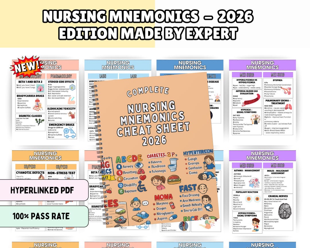 Nursing Mnemonics Cheat Sheet Bundle, Study Guide (digital Download) - Etsy