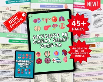 Hojas de referencia para enfermería de urgencias, cuidados críticos y guía de estudio de UCI (descarga digital)