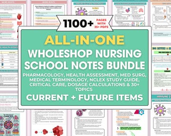 Nursing School Notes Bundle, MedSurg, Pharmacology, NCLEX Study Guide (Digital Download)