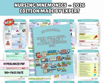 NCLEX Cheat Sheet Bundle, Practice Questions, Tips & Tricks, Hyperlinked 2026 (Digital Download)