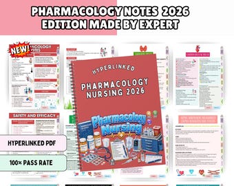 Pacote de Guias de Estudo de Farmacologia com mais de 100 páginas, Anotações de Farmacologia, Guias de Estudo para Enfermagem, Farmacologia NCLEX, Farmacologia ATI, Pacote para Enfermagem
