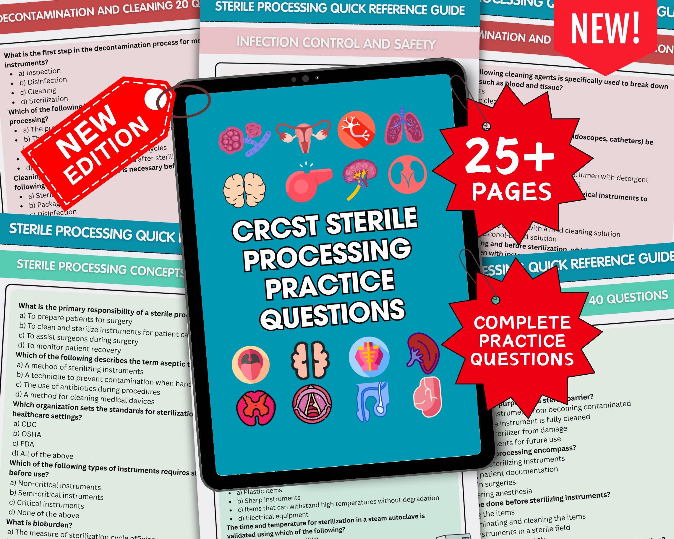 Sterile Processing Practice Questions Bundle, CRCST & CBSPD Tech Notes, 9th Edition SPD Review, Surgical Instruments Exam Prep 2025