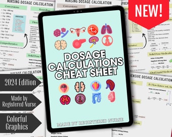 Dosage Calculations with Dosage Calculation Study Guide, Nursing Notes, Nursing School Notes, Medication Dosage, Pharmacology Cheat Sheet