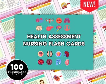 Nursing Health Assessment Flashcards, Study Guide (Digital Download)