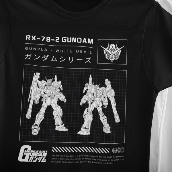 -shirt Gundam Mobile Suit | RX-78-2, mecha emblématique, robot manga, Gundam Wing, série animée, manga, pull, pull, chemise