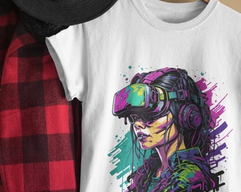 Virtual Reality Cyberpunk tshirt | vr headset, vr glasses, metaverse, augmented reality, video games