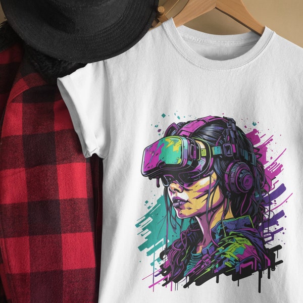 Virtual Reality Cyberpunk tshirt | vr headset, vr glasses, metaverse, augmented reality, video games