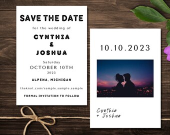 Minimalistische Save the Date Hochzeitseinladung gedruckt | Minimalistische Hochzeit | Save the Date | 5x7 Hochzeit gedruckte Einladung