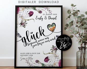 DIY Geldgeschenk Hochzeit personalisiert, Personalisiertes Geldgeschenk als PDF-Vorlage, Kreatives Hochzeitsgeschenk Idee Druckbare Datei