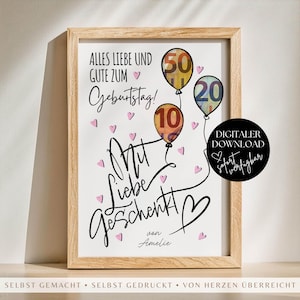 Kreatives Geldgeschenk zum Geburtstag, DIY Geburtstagsgeschenk Vorlage, Last Minute Geschenk Geld, Einzigartige Geschenkidee Geld Verpacken