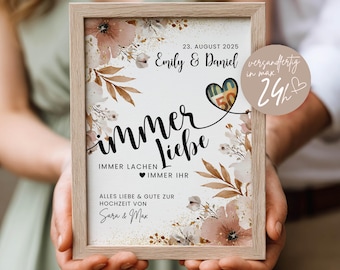 Personalisiertes Geldgeschenk Hochzeit PDF Druckvorlage, Kreatives DIY Geldgeschenk Für frisch Vermählte als Personalisierte Digitale Datei