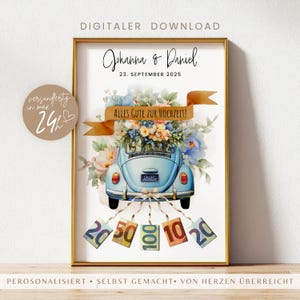 personalisiertes Geldgeschenk Hochzeit | Hochzeitsposter Druckvorlage | DIY Geldgeschenkidee basteln | Hochzeitsgeschenk für das Brautpaar