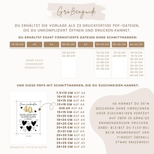 Geldgeschenk 40. Geburtstag PDF Vorlage Sofort Download, Last Minute DIY Geldgeschenk verpacken, Kreative Geschenkidee Runder Geburtstag bild 6