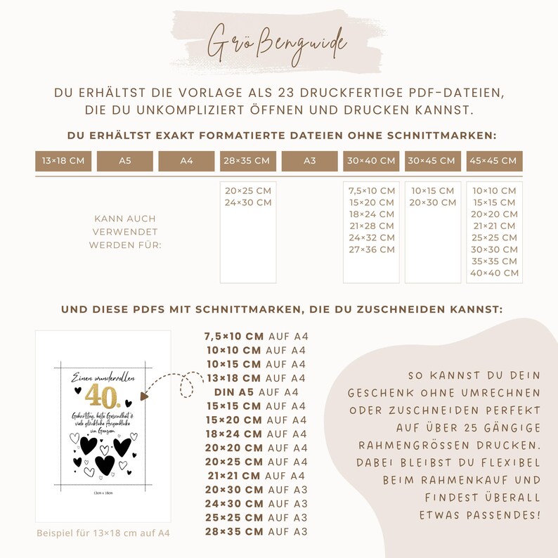 Geldgeschenk 40. Geburtstag PDF Vorlage Sofort Download, Last Minute DIY Geldgeschenk verpacken, Kreative Geschenkidee Runder Geburtstag bild 6